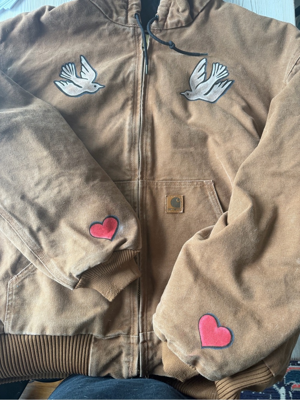Carhartt Brown Hooded Canvas Jacket- Vintage & Hand-painted